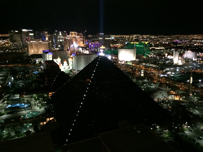 View of the Las Vegas Strip from Rivea; photo courtesy of Alex Creange