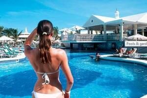 Myth: Sexy lady in an eye-catching bathing suit at Riu Negril