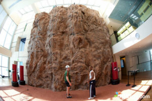 The rock wall in the fitness center at the Canyon Ranch Hotel & Spa