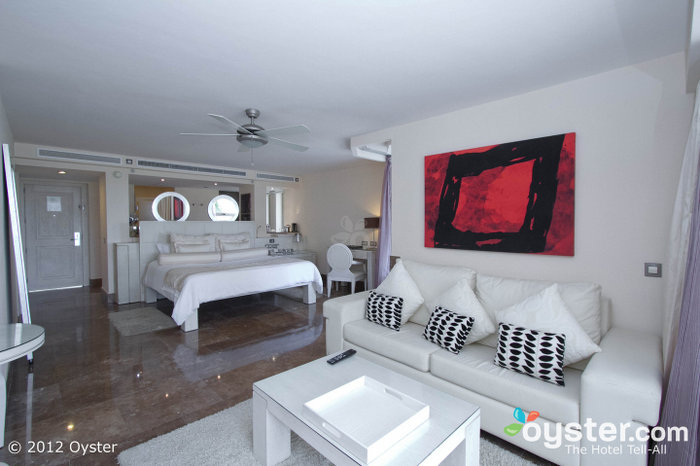 All-white suites are luxurious and large with flat-screen TVs and free Wi-Fi.