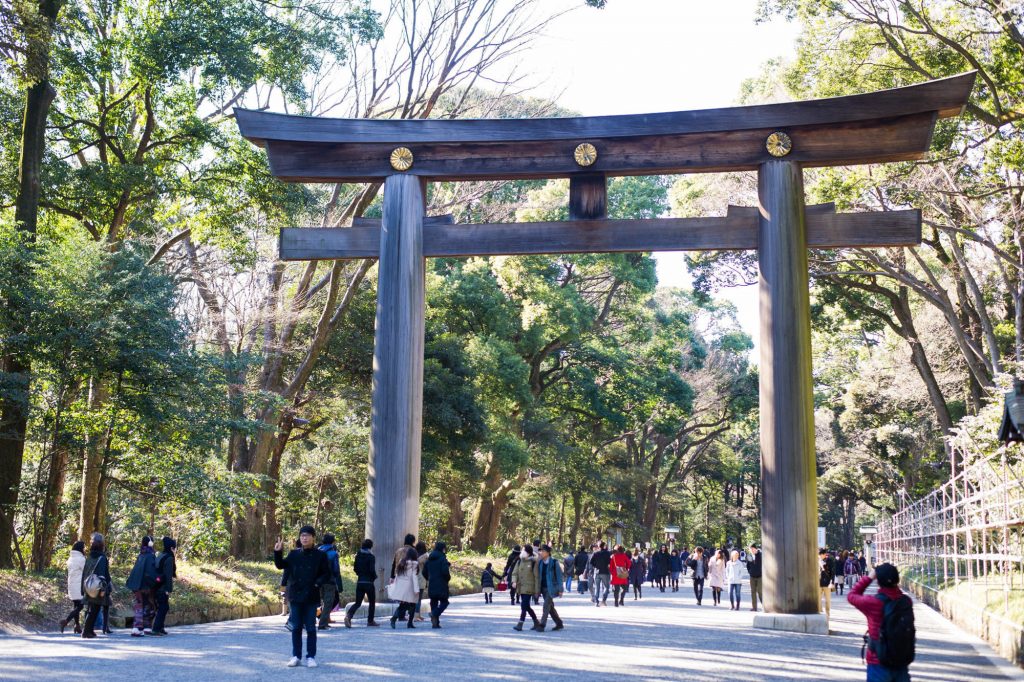 Tori gates at the Meiji Shrine in Tokyo's Yoyogi park